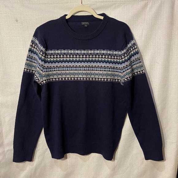 Navy Blue Patterned Women's Sweater - Picture 1 of 8